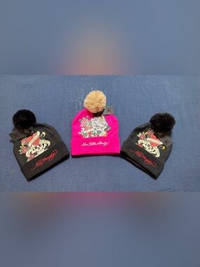 100% Acrylic NWT O/S Ed Hardy Pom Beanie-3 available at $20 each